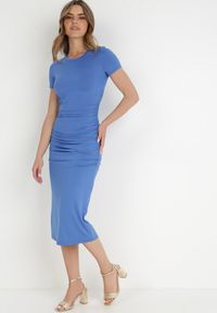 Born2be - Niebieska Sukienka Oreitheis. Kolor: niebieski. Długość rękawa: krótki rękaw. Wzór: aplikacja, gładki, jednolity. Typ sukienki: sportowe. Styl: sportowy, elegancki. Długość: mini #2