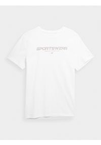 4f - T-shirt regular z nadrukiem męski. Kolor: biały. Materiał: bawełna. Wzór: nadruk #1