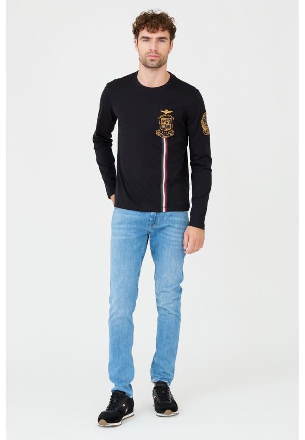 Aeronautica Militare - AERONAUTICA MILITARE Czarny longsleeve. Kolor: czarny. Długość rękawa: długi rękaw