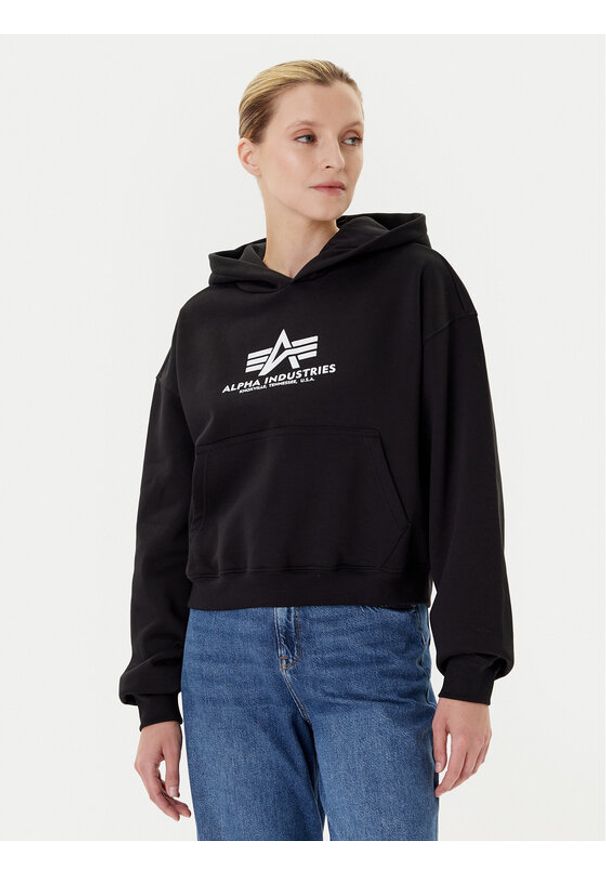 Alpha Industries Bluza Basic 258040 Czarny Regular Fit. Kolor: czarny. Materiał: bawełna
