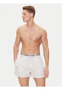 Calvin Klein Swimwear Szorty kąpielowe KM0KM00947 Biały Regular Fit. Kolor: biały. Materiał: syntetyk