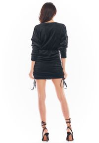 Awama - Welurowa sukienka z regulowaną długością. Materiał: welur. Długość rękawa: długi rękaw. Długość: mini #3