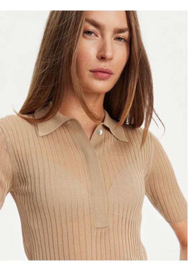 Marella Sweter Torbole 2513361145 Beżowy Slim Fit. Kolor: beżowy. Materiał: wiskoza