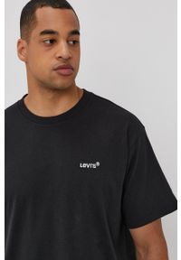 Levi's® - Levi's T-shirt A0637.0001 męski kolor czarny gładki A0637.0001-Blacks. Okazja: na spotkanie biznesowe. Kolor: czarny. Materiał: bawełna, dzianina. Wzór: gładki. Styl: biznesowy #1