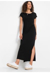 bonprix - Sukienka z dżerseju z ozdobnym tyłem. Kolor: czarny. Materiał: jersey #1
