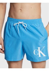 Calvin Klein Swimwear Szorty kąpielowe KM0KM00849 Niebieski Regular Fit. Kolor: niebieski. Materiał: syntetyk