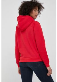 Armani Exchange bluza damska kolor czerwony z kapturem z aplikacją. Typ kołnierza: kaptur. Kolor: czerwony. Długość rękawa: raglanowy rękaw. Wzór: aplikacja #3