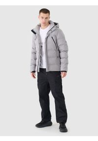 4f - 4F Kurtka puchowa z syntetycznym wypełnieniem membrana 10000 męska - szara XXL. Okazja: na co dzień. Typ kołnierza: kaptur. Kolor: szary. Materiał: syntetyk, puch. Długość: długie. Wzór: gładki. Sezon: zima. Styl: klasyczny, casual, sportowy #2