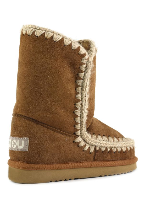 Mou - MOU ESKIMO BOOT 24 Śniegowce damskie. Wysokość cholewki: przed kolano. Kolor: brązowy. Materiał: zamsz, materiał, wełna. Szerokość cholewki: normalna. Sezon: zima. Styl: elegancki
