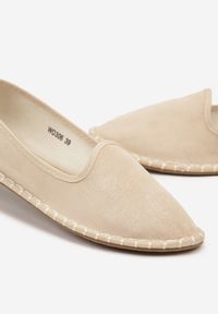 Born2be - Beżowe Espadryle Balerinki z Ozdobnymi Przeszyciami Firavione. Okazja: na co dzień, na imprezę. Kolor: beżowy. Materiał: len. Sezon: lato. Styl: klasyczny, casual #4