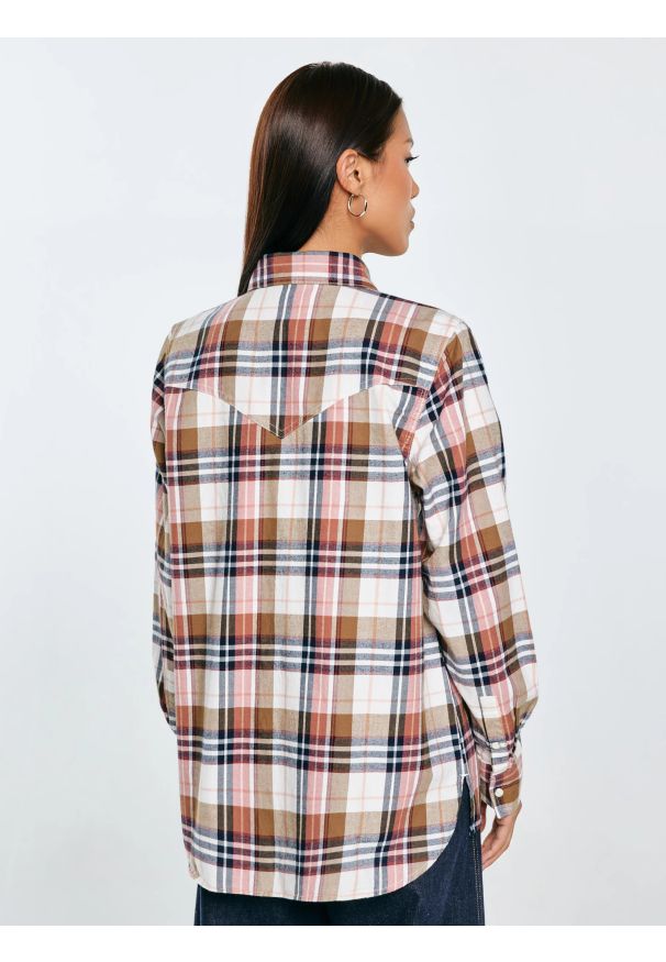 Big-Star - Koszula damska flanelowa w kratę z kolekcji Authentic różowa Nonu 000. Kolor: wielokolorowy. Materiał: jeans, tkanina, bawełna. Wzór: ze splotem, aplikacja, kratka