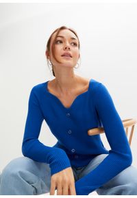 bonprix - Sweter z dekoltem w serce. Kolor: niebieski #1