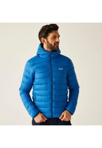 Regatta - Marizion Męska wodoodporna aktywna kurtka z kapturem z przegrodami. Typ kołnierza: kaptur. Kolor: niebieski. Materiał: puch. Sport: turystyka piesza #1
