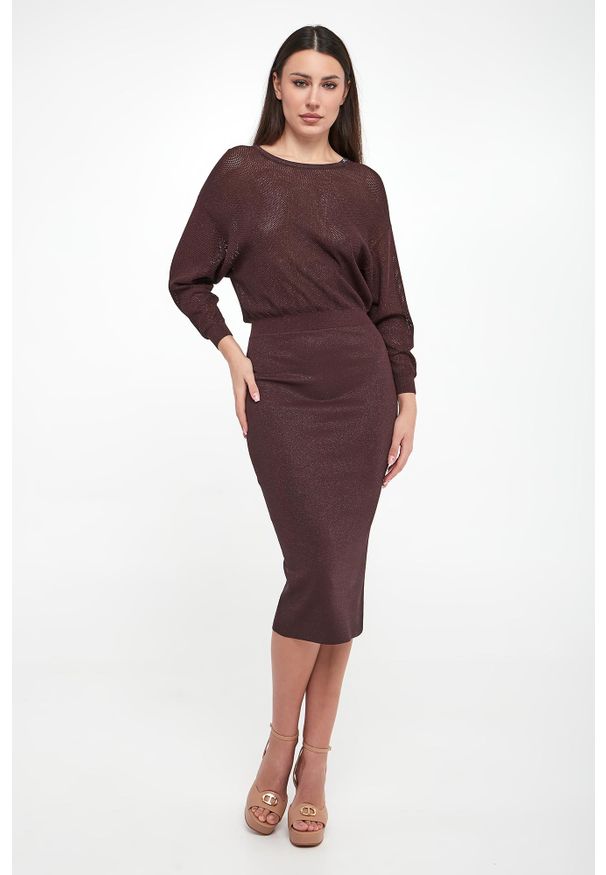 Elisabetta Franchi - Sukienka błyszcząca midi ELISABETTA FRANCHI. Długość: midi
