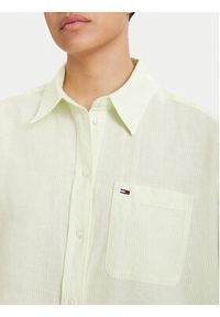 Tommy Jeans Sukienka koszulowa DW0DW22344 Zielony jasny Relaxed Fit. Kolor: zielony. Materiał: len. Typ sukienki: koszulowe #5