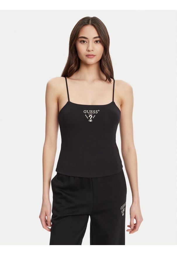 Guess Top V5RP08 KCOA2 Czarny Regular Fit. Kolor: czarny. Materiał: wiskoza
