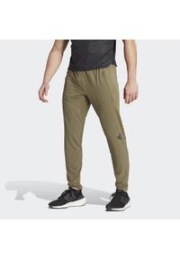 Adidas - Spodnie D4T Training. Kolor: beżowy. Materiał: materiał, dzianina. Sport: fitness #1