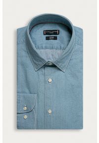 Tommy Hilfiger Tailored - Koszula bawełniana. Typ kołnierza: kołnierzyk klasyczny. Kolor: niebieski. Materiał: bawełna. Wzór: gładki. Styl: klasyczny #1