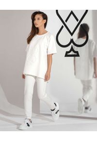 CUORI e PICCHE - Białe spodnie dresowe Uno. Kolor: biały. Materiał: dresówka