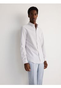 Reserved - Koszula slim fit z domieszką lnu - jasnoszary. Kolor: szary. Materiał: len #1