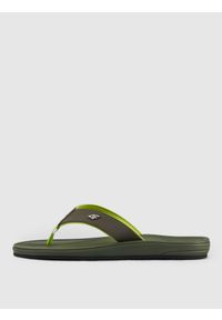 4f - 4F Japonki męskie - khaki 44. Okazja: na co dzień, na spacer, na plażę. Kolor: oliwkowy, wielokolorowy, brązowy. Materiał: materiał, guma, skóra. Wzór: paski. Sezon: lato. Styl: sportowy, casual #1