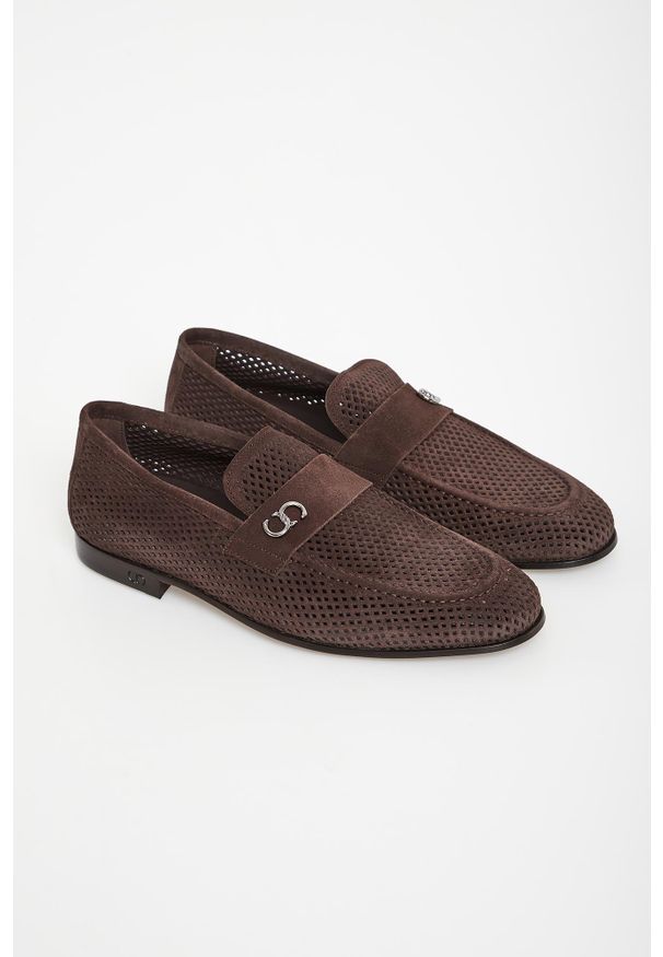 Loafersy męskie zamszowe CESARE CASADEI. Materiał: zamsz
