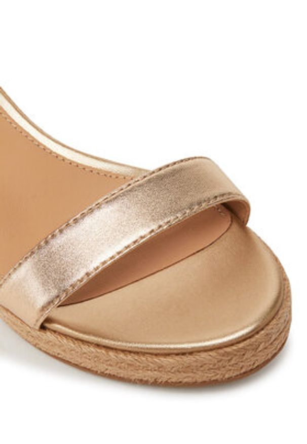 TOMMY HILFIGER - Tommy Hilfiger Espadryle Th Metallic Mid Wedge Espadrille FW0FW08663 Złoty. Kolor: złoty. Materiał: skóra