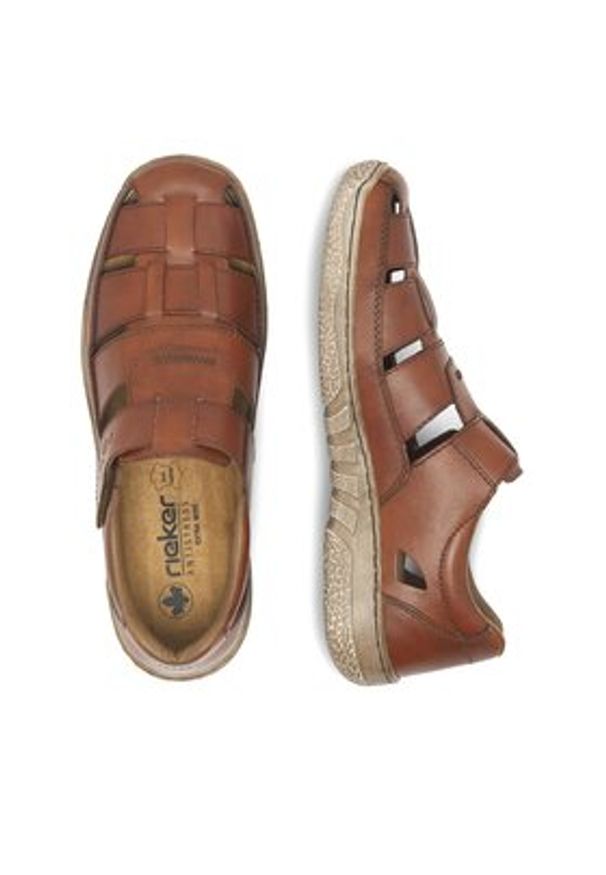 Rieker Sandały 03578-24 Brązowy. Kolor: brązowy. Materiał: skóra