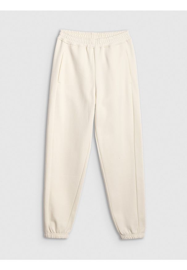 4f - 4F Spodnie dresowe joggery damskie - beżowe XXL. Kolor: beżowy. Materiał: dresówka