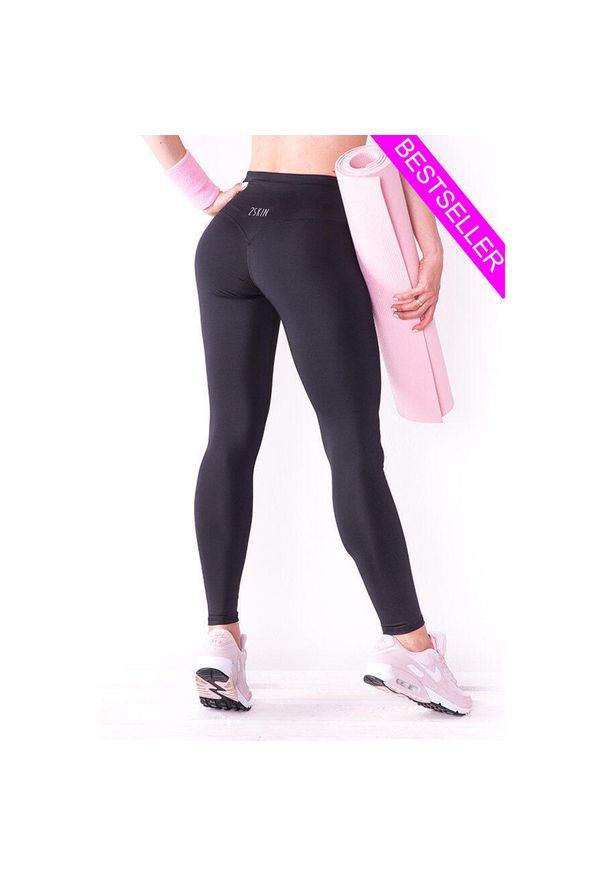 2SkIN - Czarne legginsy sportowe damskie 2skin PUSH UP BLACK NIGHT. Kolor: czarny. Materiał: elastan, poliester. Sport: fitness