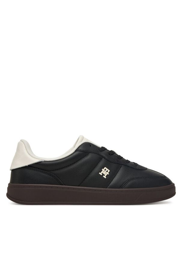 TOMMY HILFIGER - Tommy Hilfiger Sneakersy Heritage Shiny FW0FW08823 Czarny. Kolor: czarny. Materiał: skóra