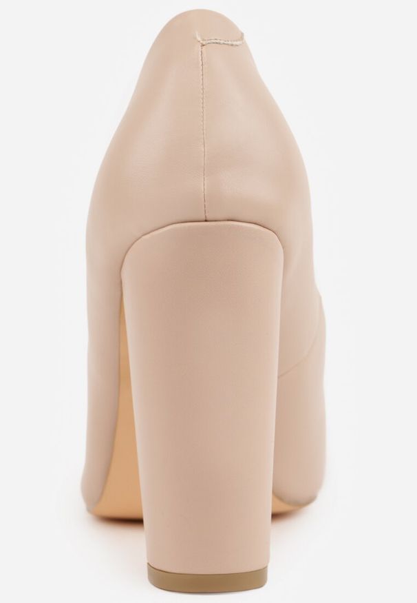 Renee - Beżowe Klasyczne Czółenka Vices na Słupkowym Obcasie ze Skórzaną Wkładką Divira. Kolor: beżowy. Materiał: skóra. Obcas: na obcasie. Styl: klasyczny. Wysokość obcasa: średni