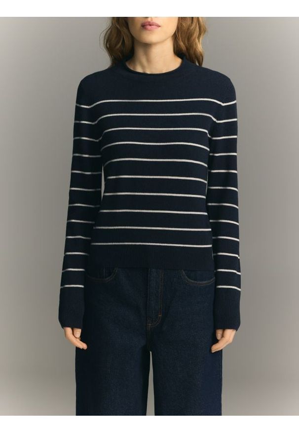 Reserved - Wełniany sweter z domieszką kaszmiru - wielobarwny. Materiał: wełna, kaszmir