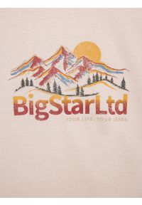 Big-Star - Koszulka męska z nadrukiem kremowa Mifer 103. Okazja: na spacer. Kolor: biały. Materiał: jeans, skóra, bawełna. Wzór: nadruk. Styl: klasyczny