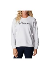 columbia - Bluza Columbia Logo Crew 1895741103 - biała. Okazja: na co dzień. Typ kołnierza: bez kaptura. Kolor: biały. Materiał: bawełna, poliester. Wzór: aplikacja. Styl: casual, klasyczny