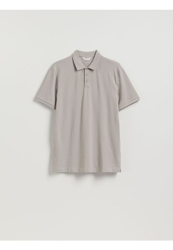 Reserved - Koszulka polo regular fit - jasnoszary. Typ kołnierza: polo. Kolor: szary. Materiał: bawełna, dzianina