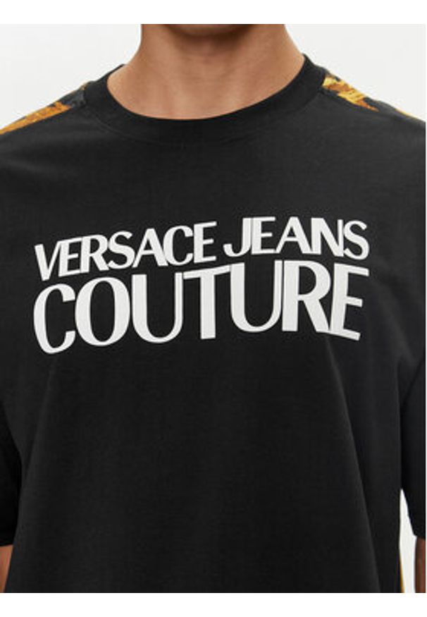 Versace Jeans Couture T-Shirt 76GAH613 Czarny Regular Fit. Kolor: czarny. Materiał: bawełna