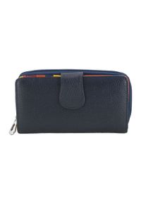 Barberini's - Portfel skórzany BARBERINI'S granatowy D-116-4. Kolor: niebieski. Materiał: skóra. Wzór: motyw zwierzęcy, kolorowy #1