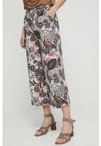 medicine - Medicine spodnie damskie kolor beżowy fason culottes high waist. Stan: podwyższony. Kolor: beżowy. Materiał: tkanina