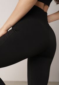 Born2be - Czarne Legginsy Dzwony z Kopertowym Wysokim Stanem Azinuna. Okazja: na co dzień. Stan: podwyższony. Kolor: czarny. Materiał: materiał. Styl: casual, sportowy #7