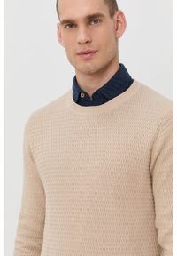 PRODUKT by Jack & Jones - Produkt by Jack & Jones Sweter męski kolor kremowy. Okazja: na co dzień. Kolor: beżowy. Materiał: dzianina. Długość rękawa: długi rękaw. Długość: długie. Wzór: ze splotem. Styl: casual #5