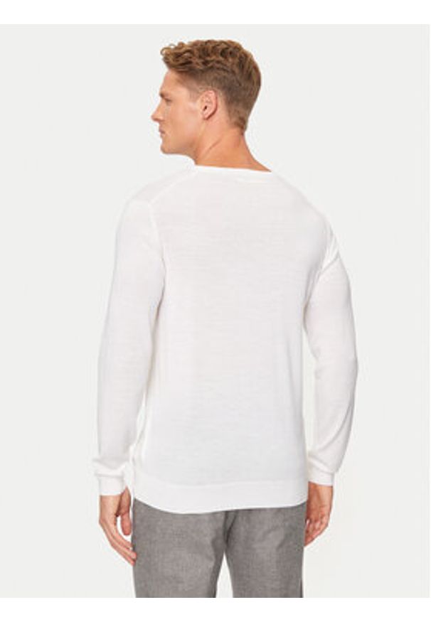 Karl Lagerfeld - KARL LAGERFELD Sweter 655000 544399 Biały Regular Fit. Typ kołnierza: dekolt w karo. Kolor: biały. Materiał: wełna