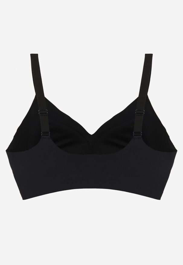 Renee - Czarny Biustonosz Ozdobiona Przezroczystymi Wstawkami z Usztywnieniem Seanael. Kolor: czarny. Materiał: dresówka. Rodzaj stanika: przezroczysty. Wzór: aplikacja