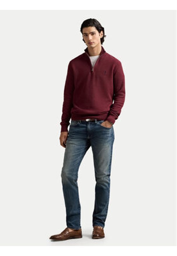 Polo Ralph Lauren Sweter 710932304525 Bordowy Regular Fit. Typ kołnierza: polo. Kolor: czerwony. Materiał: bawełna