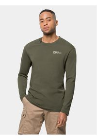 Jack Wolfskin Longsleeve Essential Longsleeve 1808821 Khaki Regular Fit. Kolor: brązowy. Materiał: bawełna. Długość rękawa: długi rękaw