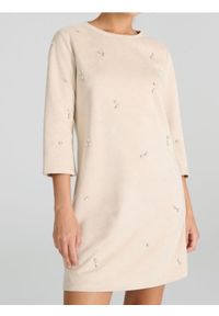Sinsay - Sukienka mini - kremowy. Kolor: kremowy. Materiał: zamsz. Długość: mini #1
