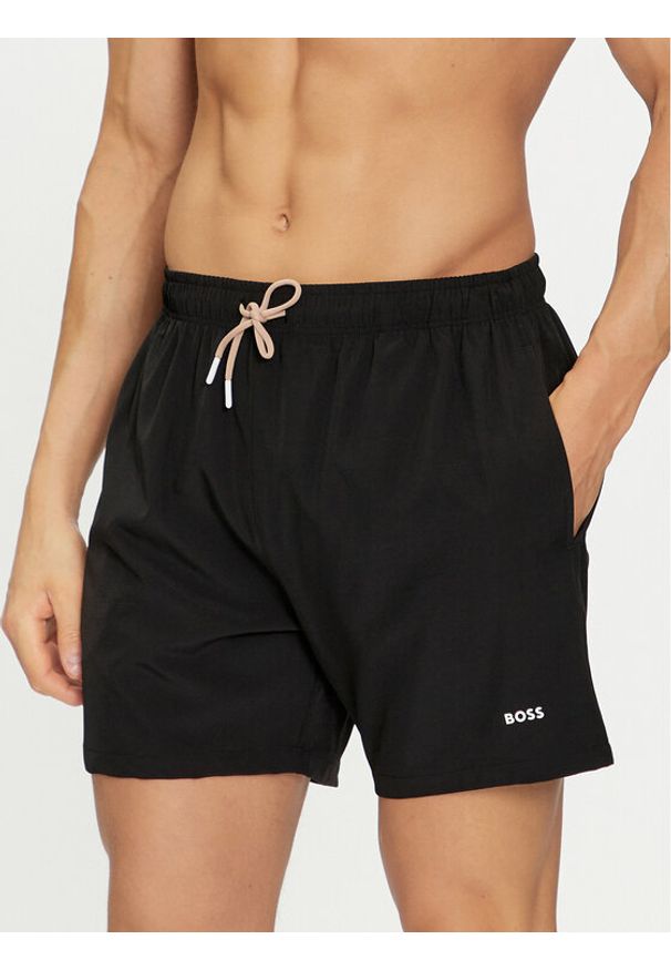 BOSS - Boss Szorty kąpielowe Tio 50491601 Czarny Regular Fit. Kolor: czarny. Materiał: syntetyk
