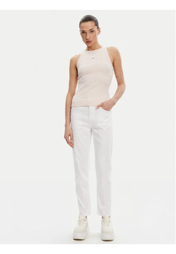 Calvin Klein Jeans Top J20J225302 Różowy Slim Fit. Kolor: różowy. Materiał: bawełna