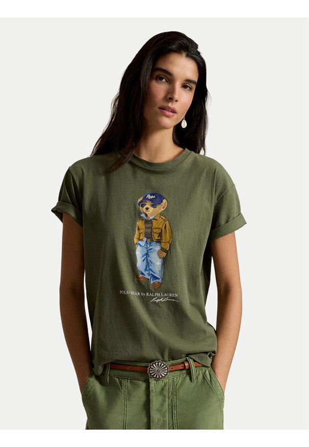 Polo Ralph Lauren T-Shirt 211B17806001 Zielony ciemny Regular Fit. Typ kołnierza: polo. Kolor: zielony. Materiał: bawełna