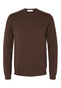 Selected Homme Sweter 16074682 Brązowy Regular Fit. Kolor: brązowy. Materiał: bawełna